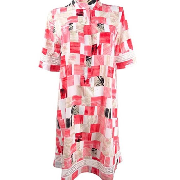 Alfani Womens Printed Shirtdress Brown Size 14